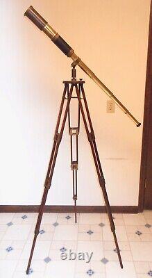 Grand trépied de télescope antique adapté, trépied Folmer Schwing Crown 2
