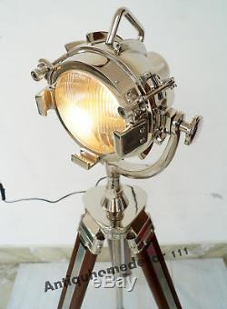 Hollywood Décoratifs Pour La Maison Nautique Spotlight Vintage Lampe Trépied Sol En Bois
