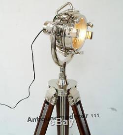 Hollywood Décoratifs Pour La Maison Nautique Spotlight Vintage Lampe Trépied Sol En Bois