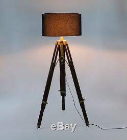 Hollywood Nautical Vintage Searchlight Lampe De Sol En Laiton Spotlight Trépied Au Sol