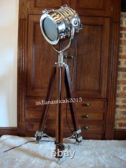 Hollywood Retro Recherche Light Vintage Spot Studio Lampe Avec Trépied En Bois Réglable
