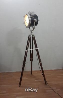 Hollywood Vintage Lampe Décorative Hollywoodienne Avec Trépied En Bois Lourd