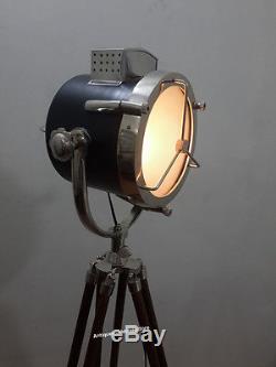 Hollywood Vintage Lampe Décorative Hollywoodienne Avec Trépied En Bois Lourd