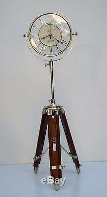 Horloge De Plancher En Laiton Vintage Chiffres Romains À La Décoration De La Maison En Bois Stand Trépied