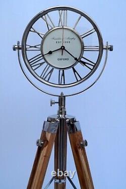 Horloge De Sol Nautique Vintage Avec Trépied En Bois Maritime Maison Cadeau Décoratif