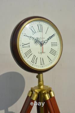 Horloge Murale En Bois Avec Support Trépied Vintage Style Réglable
