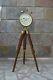 Horloge Nautique Vintage En Bois Sur Pied Trépied Décoratif