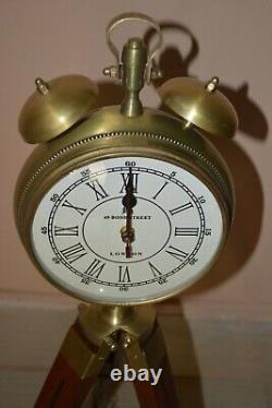 Horloge nautique vintage en bois sur pied trépied décoratif