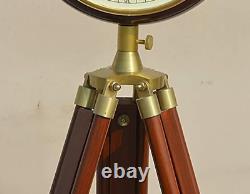 Horloges de bureau en bois de style vintage sur trépied en laiton antique pour grands-pères