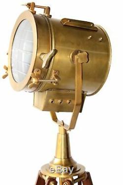 Lampadaire Vintage Trépied Projecteur Antique Laiton Réglable Lumière Décoration De La Chambre