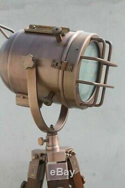 Lampe Antique Plancher Projecteur Vintage Avec Trépied En Bois Pour La Décoration Intérieure