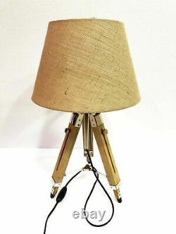 Lampe De Bureau De Table Vintage Lampe En Bois Trépied Stand Sans Nuance Pour La Maison Réplique