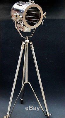 Lampe De Plancher De Trépied De Chrome De Studio Nautique Lampe D'éclairage De Tache Industrielle Vintage