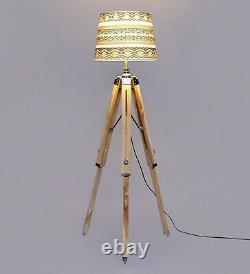 Lampe De Plancher En Bois Salon Shade Lampe Trépied Stand Vintage Lumière À La Maison Décor