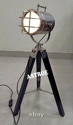 Lampe De Recherche Nautical Vintage Style Lampe De Table Spotlight Avec Support Trépied En Bois