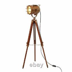Lampe De Sol Nautique Spotlight En Bois Trépied Stand Vintage Lampe De Chambre Éclairage