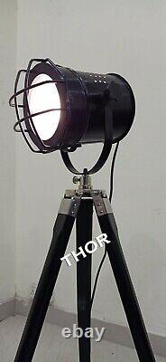 Lampe De Sol Nautique Spotlight En Bois Trépied Stand Vintage Lampe De Lumière De Chambre
