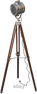 Lampe De Sol Vintage En Bois Trépied Lampe Debout Spotlight Lampes De Chambre Nautique