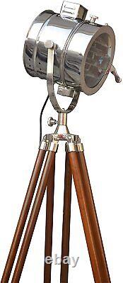 Lampe De Sol Vintage En Bois Trépied Lampe Debout Spotlight Lampes De Chambre Nautique