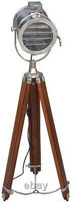 Lampe De Sol Vintage En Bois Trépied Lampe Debout Spotlight Lampes De Chambre Nautique