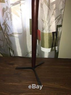 Lampe De Table Raymor Vintage En Fer Trépied En Bois