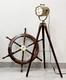 Lampe De Tripode En Laiton Antique Vintage En Bois Avec Projecteur Focal De Recherche Décoratif Pour Maison