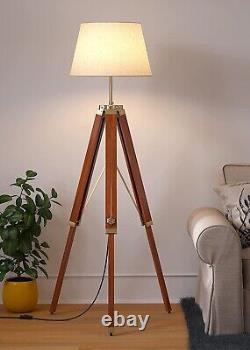 Lampe de plancher nautique, lampe sur trépied en bois, lampe vintage pour le salon, décoration d'intérieur de maison
