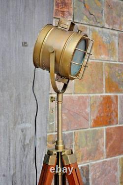 Lampe de sol classique vintage nautique, support trépied en bois réglable