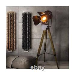Lampe de sol en trépied en bois noir vintage pour salon, métal industriel moderne