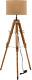 Lampe De Sol Trépied En Bois De Teck Classique Vintage Avec Abat-jour Nautique Pour La Décoration Intérieure