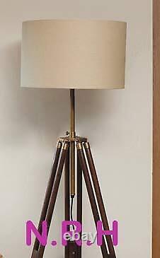 Lampe de sol trépied marine design classique rétro vintage en bois