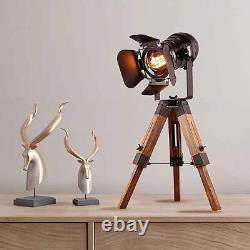 Lampe de sol/trépied moderne industrielle vintage en métal et bois style nautique cinématographique