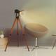 Lampe Sur Pied En Bois Style Caméra Rétro Avec Trépied Réglable