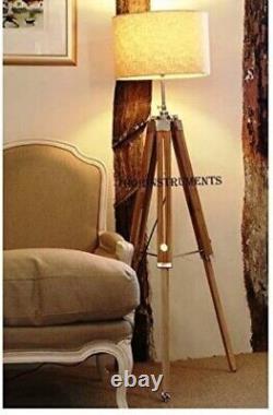 Lampe sur pied vintage classique en bois de teck trépied Lampadaire décoration intérieure nautique