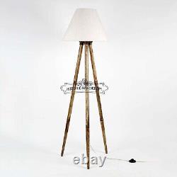 Lampe sur pied vintage en bois fait main pour salon, chambre à coucher - lampe moderne