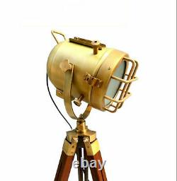 Lampes De Recherche Nautiques Lampes De Sol Vintage Spotlight En Bois Trépied Stand Lampe De Chambre