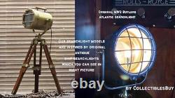 Lampes de style trépied antique en bois avec projecteur de recherche de modèle vintage LED marron-laiton