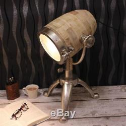 Maravi Table Spot Lamp Vintage En Aluminium En Bois Naturel Trépied Stand En Métal