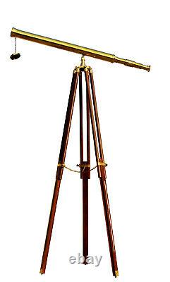 Nautical Brass 39 Télescope Sur Trépied En Bois Stand Antique Vintage Spyglass Nouveau