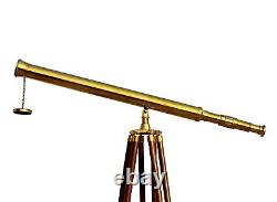 Nautical Brass 39 Télescope Sur Trépied En Bois Stand Antique Vintage Spyglass Nouveau