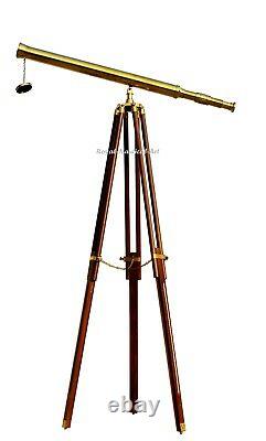 Nautical Brass 39 Télescope Sur Trépied En Bois Stand New Antique Vintage Spyglass