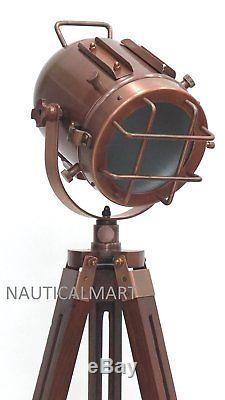 Nauticalmart Marine Projecteur Nautique Trépied En Bois Vintage Décoratif