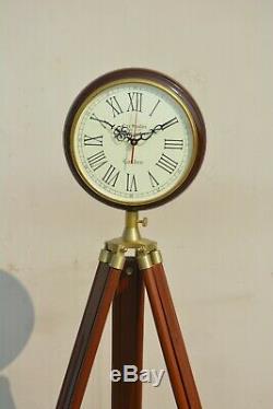 Nautique Inde Mur En Bois Horloge Avec Trépied Home Decor Vintage Horloge