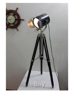 Nautique Vintage Noir Projecteur Industriel Lampe De Projecteur Lumière Trépied Nouveau