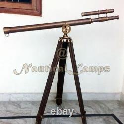 Navy Island Telescope Antique Brass Spyglass Nautique Avec Grand Trépied Marin