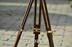 Nouveau Télescope En Laiton À Barre Unique Vintage Avec Support Trépied En Bois
