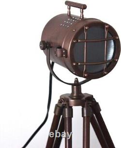 Projecteur de recherche de bureau vintage antique sur trépied en bois réglable lampes