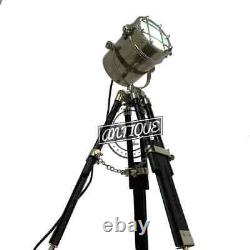 Projecteur nautique vintage sur trépied en bois lampe de bureau support de table maison/bureau LED