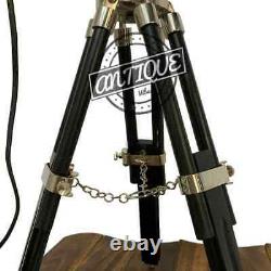 Projecteur nautique vintage sur trépied en bois lampe de bureau support de table maison/bureau LED