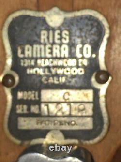 Rare Vintage Ries Camera Wooden Tripod Tilt Head Model C Boutons D’ambre